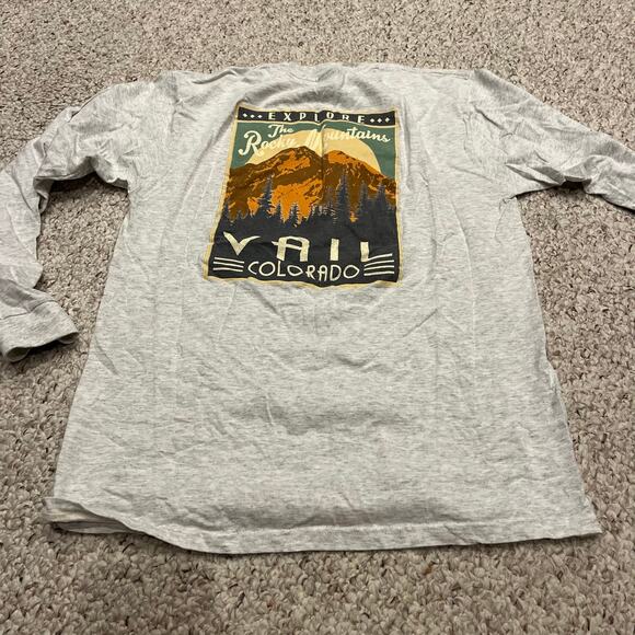 Vail Colorado Long sleeve T-Shirt Sz M Light Gray Rocky Mountain Colorado - Picture 5 of 5